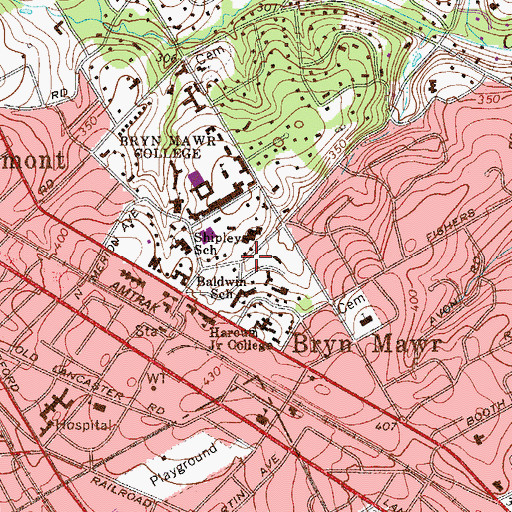 Topographic Map of Baldwin School, PA