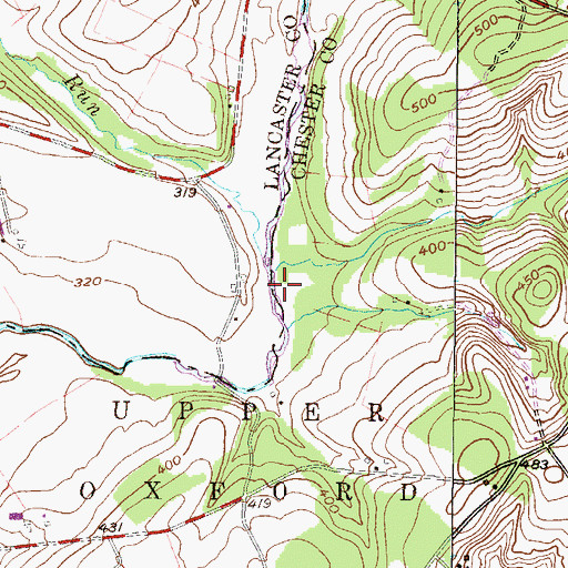 Topographic Map of Ball Run, PA