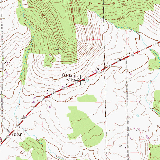 Topographic Map of Ballard Cemetery, PA