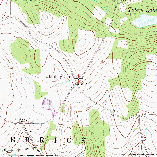 Topographic Map of Ballibay Cemetery, PA