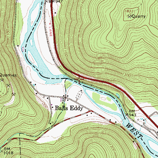 Topographic Map of Balls Creek, PA