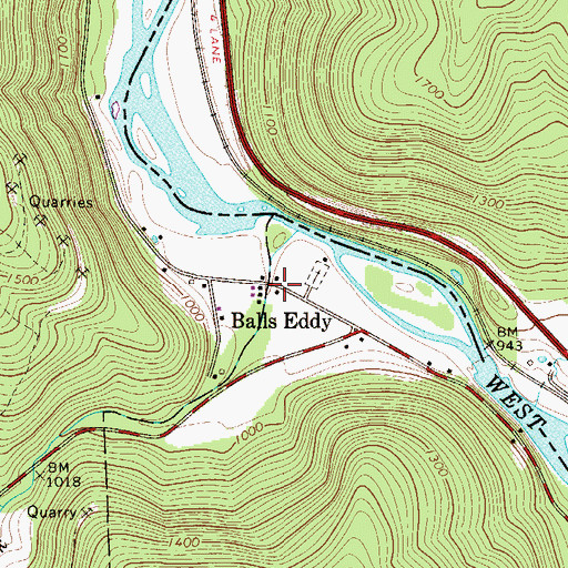 Topographic Map of Balls Eddy, PA