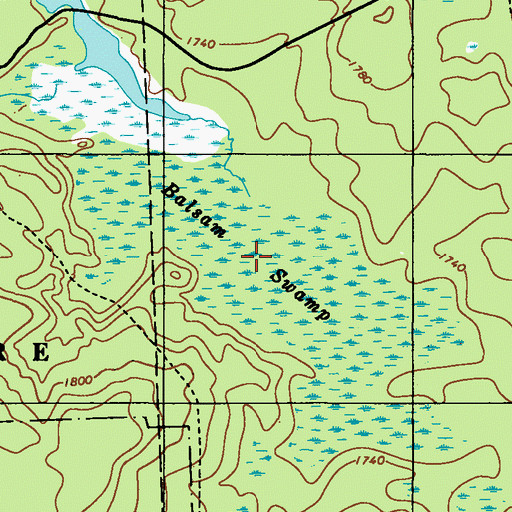 Topographic Map of Balsam Swamp, PA