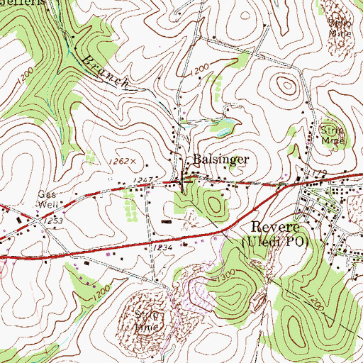 Topographic Map of Balsinger, PA