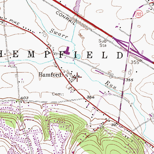 Topographic Map of Bamford, PA