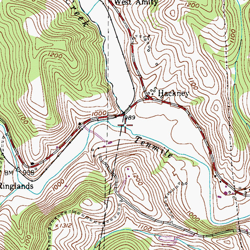 Topographic Map of Bane Creek, PA