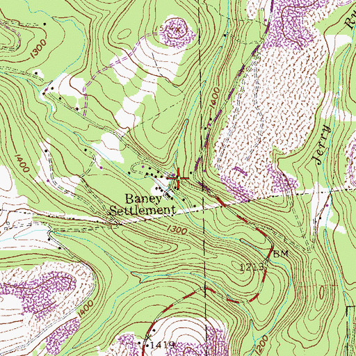 Topographic Map of Baney Settlement, PA