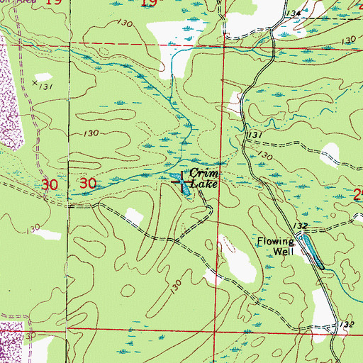 Topographic Map of Crim Lake, AL