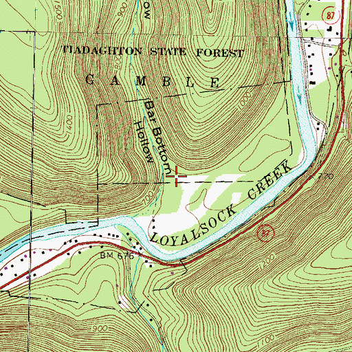 Topographic Map of Bar Bottom Hollow, PA