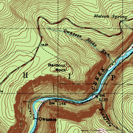 Topographic Map of Barbour Rock, PA