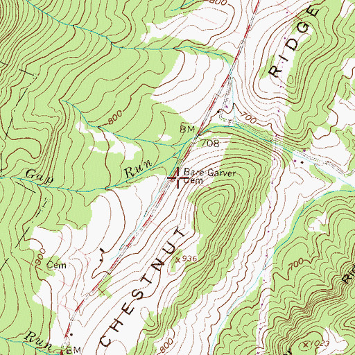 Topographic Map of Bare - Garver Cemetery, PA
