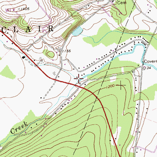 Topographic Map of Barefoot Run, PA