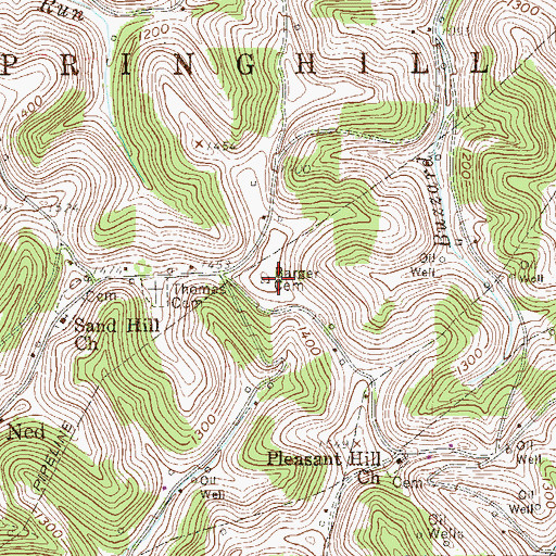 Topographic Map of Barger Cemetery, PA