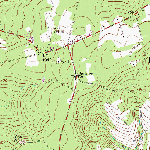 Topographic Map of Barkley Church, PA