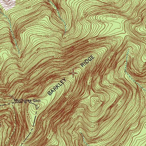 Topographic Map of Barkley Ridge, PA