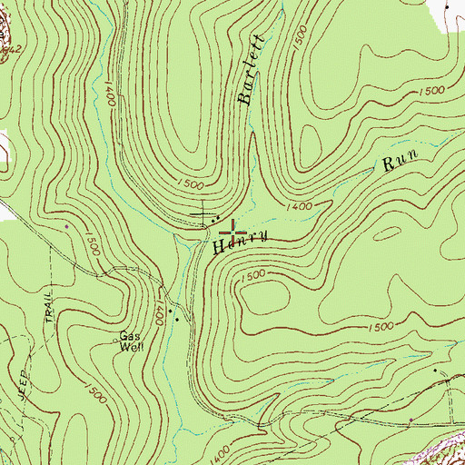 Topographic Map of Barlett Run, PA