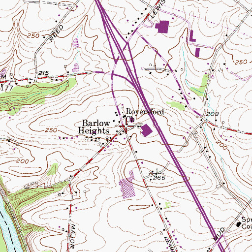 Topographic Map of Barlow Heights, PA