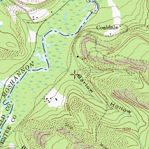 Topographic Map of Barlow Hollow, PA
