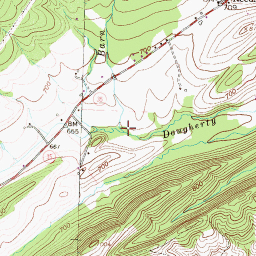 Topographic Map of Barn Run, PA