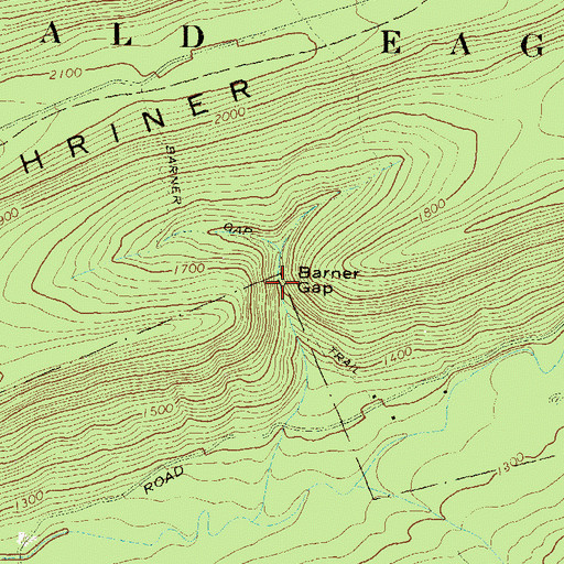 Topographic Map of Barner Gap, PA