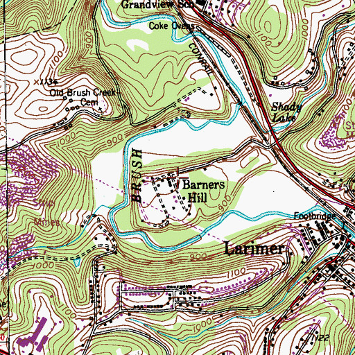 Topographic Map of Barners Hill, PA