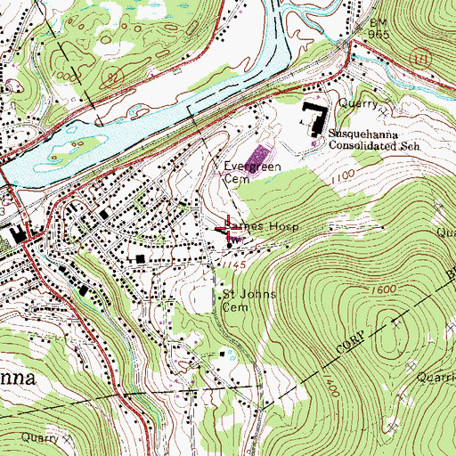 Topographic Map of Barnes - Kasson County Hospital, PA
