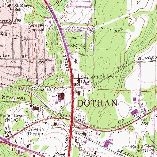 Topographic Map of Crippled Children Clinic, AL
