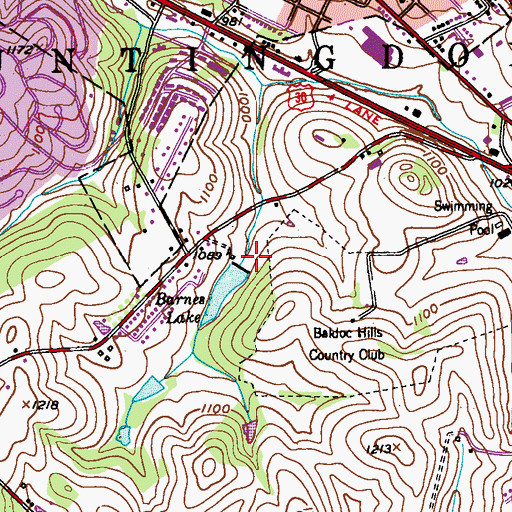 Topographic Map of Barnes Lake, PA