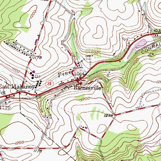 Topographic Map of Barnesville, PA