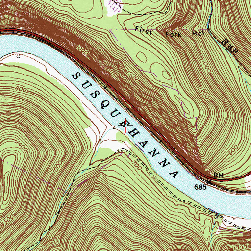 Topographic Map of Barney Run, PA