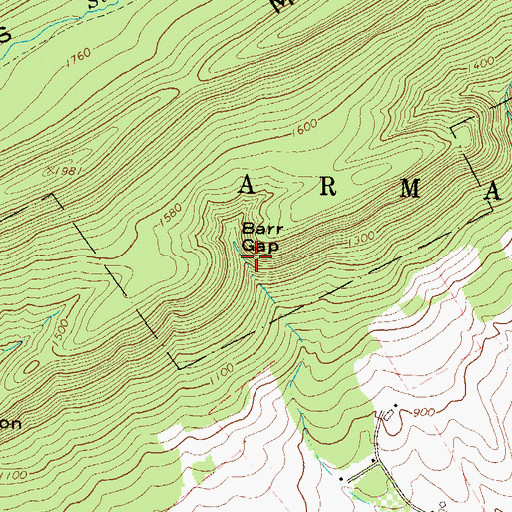 Topographic Map of Barr Gap, PA