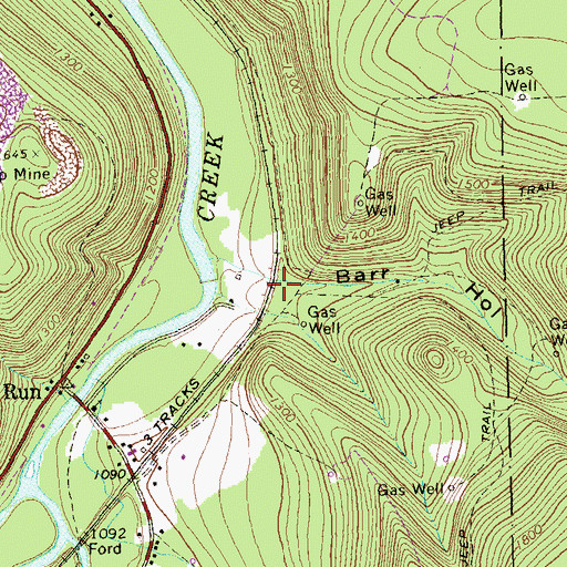 Topographic Map of Barr Hollow, PA