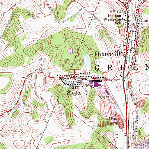 Topographic Map of Barr Slope, PA