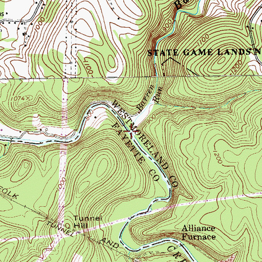 Topographic Map of Barren Run, PA