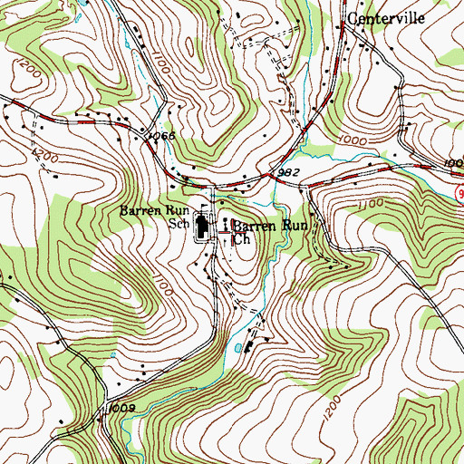 Topographic Map of Barren Run Church, PA