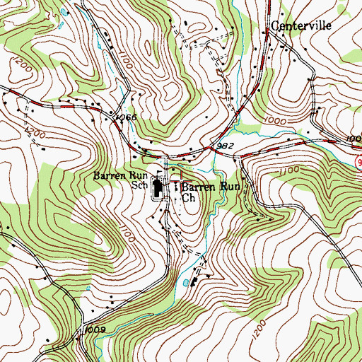 Topographic Map of Barren Run School, PA
