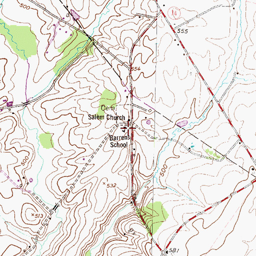 Topographic Map of Barrens School, PA