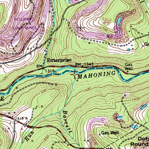 Topographic Map of Barrett Run, PA