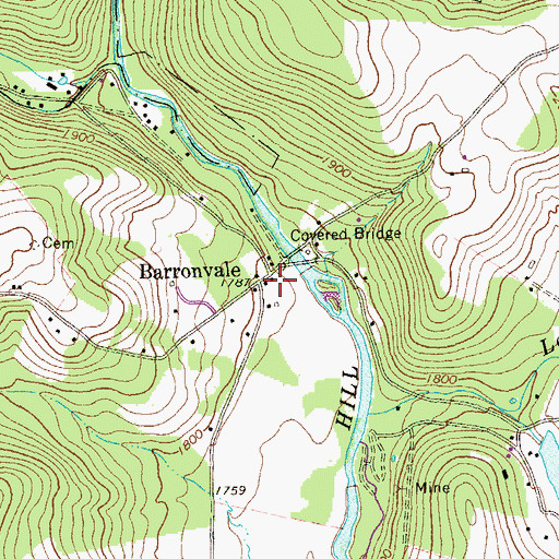 Topographic Map of Barronvale, PA