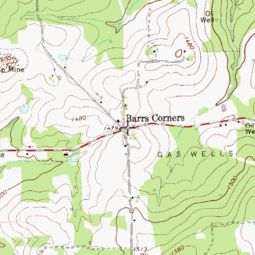 Topographic Map of Barrs Corners, PA