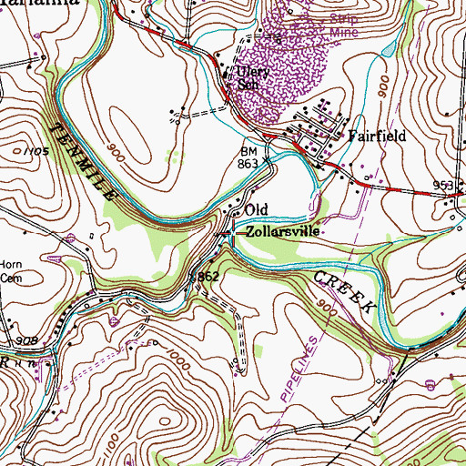Topographic Map of Barrs Run, PA