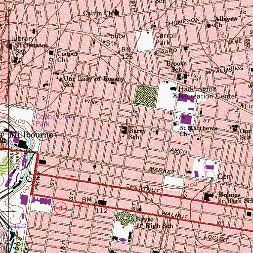 Topographic Map of Barry School, PA