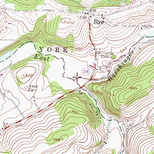 Topographic Map of Barshinger Creek, PA