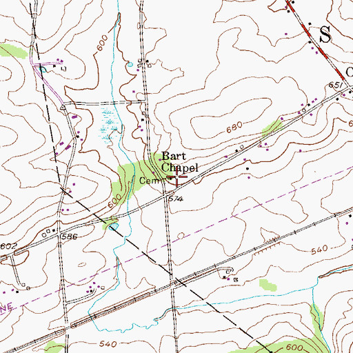 Topographic Map of Bart Chapel, PA