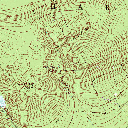 Topographic Map of Bartley Gap, PA