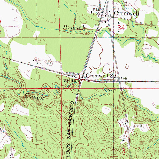 Topographic Map of Cromwell Station, AL