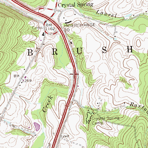 Topographic Map of Barton Run, PA