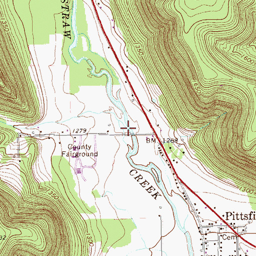 Topographic Map of Barton Run, PA