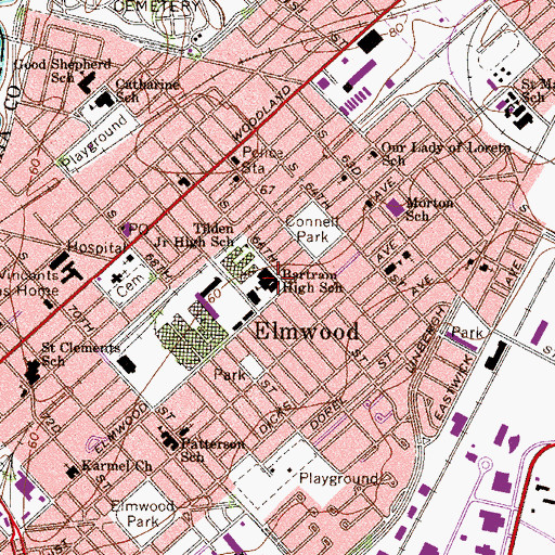 Topographic Map of Bartram High School, PA