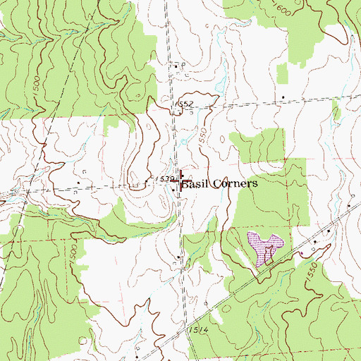Topographic Map of Basil Corners, PA